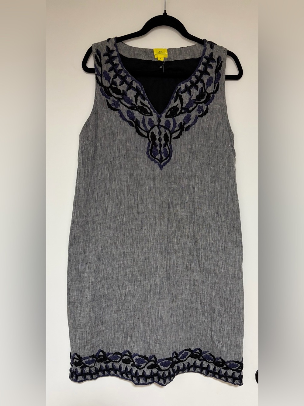 Roberta Roller Rabbit Blue Embroidered Linen Dress Size Medium